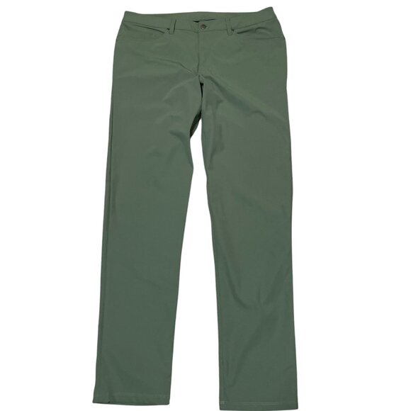 Lululemon ABC Pant Slim Warpstreme Stretch M5ADA Green Twill Men's Sz 36 - Picture 1 of 8